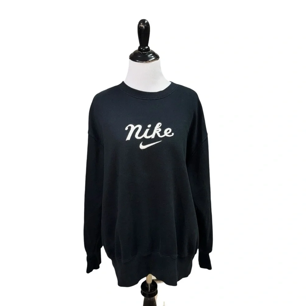 Nike Men's S Small Crewneck Sweater Long Sleeve Fleece Lined Embroidered Logo